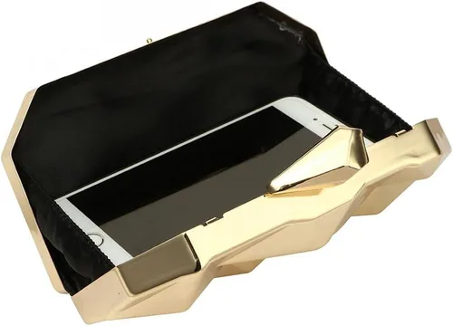 Miniatura 9 de Bolso de noche de metal con patrón geométrico de celosía para mujer, para boda, novia, graduación, bolso cruzado con cadena