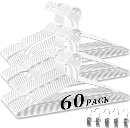 Miniatura 10 de Paquete de 100 perchas de alambre de metal + 10 pinzas para ropa, perchas de alambre de 16.5 pulgadas para camisas de talla estándar, trajes