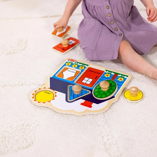 Miniatura 7 de Melissa & Doug First Shapes - Rompecabezas de pomo jumbo con formas, rompecabezas de clavijas de madera para niños pequeños, juguete educativo