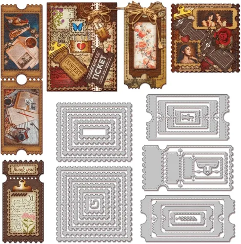 Miniatura 11 de GLOBLELAND Troqueles de corte circulares arqueados para hacer tarjetas, troqueles de corte de línea punteada para bricolaje álbumes de recortes