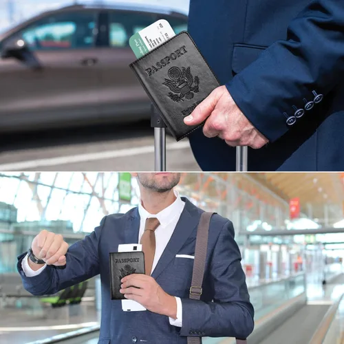 Miniatura 5 de Combo de tarjetero para pasaporte y vacuna, soporte para pasaporte con ranura para tarjeta de vacuna, cartera para pasaporte, funda para pasaporte