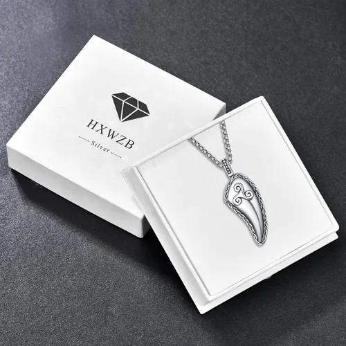 Miniatura 7 de Wolf Teeth Necklace Sterling Silver ValknutTriskele Viking Wolf Teeth Pendant Wolf Jewelry for Men Women