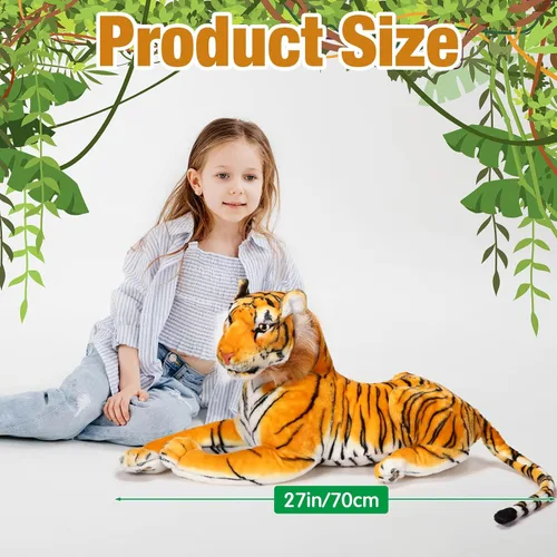 Miniatura 2 de Syhood Juguete gigante de peluche de tigre gigante de 27 pulgadas, adecuado para regalos de cumpleaños