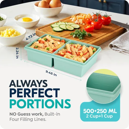 Miniatura 2 de Bandejas de silicona para congelador de 2 tazas con tapas, moldes de silicona para congelador de sopas, preparar comidas en porciones, ideal