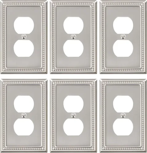 Miniatura 33 de Paquete de 4 placas de cubierta para interruptor de luz de palanca individual, cubiertas decorativas de perlas, placa de pared de metal almendra