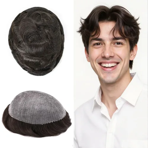 Miniatura 69 de Toupee - Cabello humano para hombre, 64 colores, transparente, piezas de pelo de piel de polietileno para hombres, sistema de reemplazo de cabello