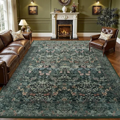 Miniatura 30 de Alfombra de leopardo de 2 x 3 pies para sala de estar, alfombra estética vintage de animales para habitación de niñas, guardería, dormitorio, Azul