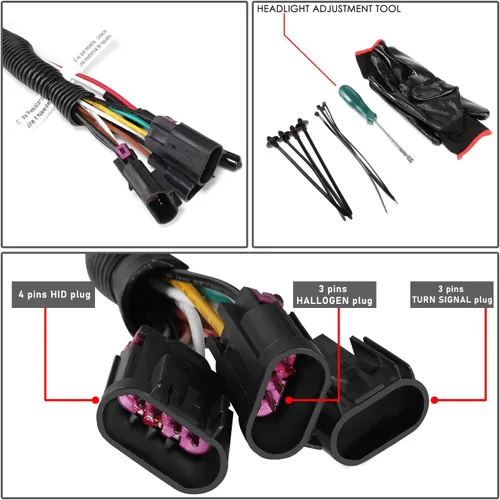 Miniatura 6 de DNA MOTORING HL-HAY-020-CH Par de faros de halo completos con señal de giro secuencial LED, medio anillo, compatible con modelos 08-14 Dodge