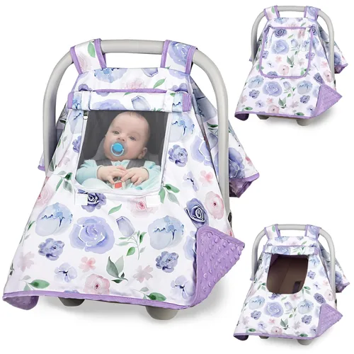 Miniatura 17 de Funda de Asiento de Coche para Niño, Funda de Asiento de Coche de Bebé de Invierno, Toldo de Asiento de Coche Acogedor y Cálido con Ventanas