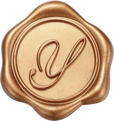 Miniatura 26 de Yoption - Pegatinas de sello de cera con letra inicial del alfabeto L, paquete de 100 unidades, autoadhesivas, estilo antiguo dorado, para sobres