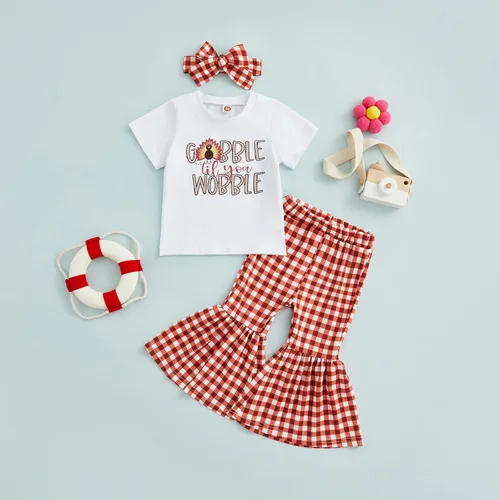 Miniatura 60 de Conjunto de sudadera con cuello redondo y estampado de pastel de calabaza para niña, camiseta y pantalones acampanados