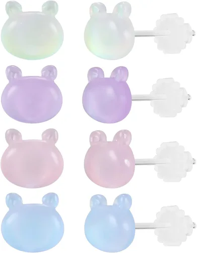 AoedeJ Colorful Stud Earrings Set Plastic Earrings Cute Clear Earrings Kawaii Hypoallergenic Earrings for Girls Women Multipack