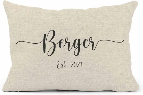 Girls Love A Monogram Almohadas de boda para parejas, almohada personalizada única con nombres, regalo de inauguración de la casa (diseño 1)
