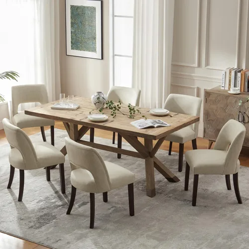 Miniatura 15 de VKNOW Juego de 2 sillas de comedor modernas, tapizadas de piel sintética, sillas de comedor, sillas de cocina, sillas de cena de granja para cocina