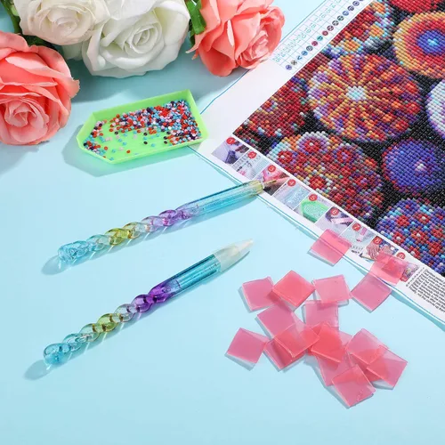 Miniatura 6 de WILLBOND 50 almohadillas de cera de pintura de diamante con 2 piezas de pintura de diamante para San Valentín, bricolaje, bordado, punto de cruz