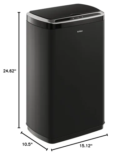 Miniatura 18 de Kraus GarbagePro Bote de basura rectangular de 13 galones manos libres con sensor de movimiento operado por batería en acabado negro mate con tapa