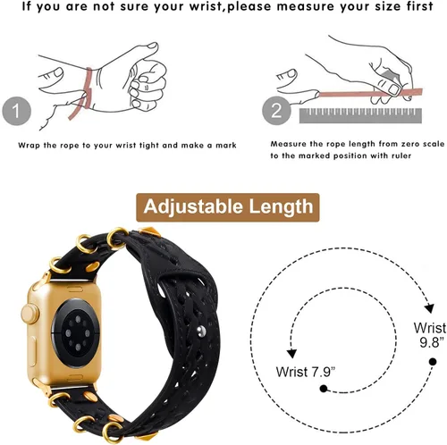 Miniatura 6 de VIQIV Correa de cuero compatible con Apple Watch Band 1.929 in 1.772 in 1.732 in 1.654 in 1.614 in 1.575 in 1.496 in Series Ultra SE 9 8 7 6 5 4 3 2