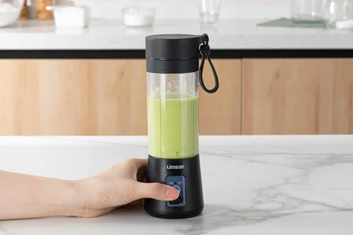 Miniatura 2 de Batidora portátil (negra) para batidos y licuados con cuchillas duraderas de acero inoxidable para un rendimiento de licuado potente, recargable por