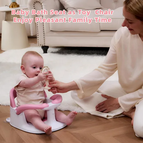 Miniatura 3 de Asiento de Baño para Bebés de 6 Meses y Más, Asiento de Baño Infantil con Alerta de Temperatura+Respaldo Abierto+Brazos Activables/Desactivables