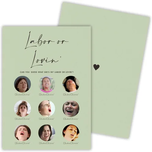 Miniatura 6 de 30 tarjetas de juego minimalistas verdes para baby shower con tarjeta de respuesta, juego de vientre de bebé o cerveza, juegos de baby shower