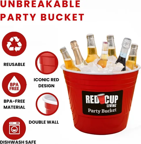 Miniatura 8 de Red Cup Living Cubo de hielo grande para fiestas, enfriador de bebidas aislado de 201 onzas para fiestas, bar y cocina, cerveza de plástico