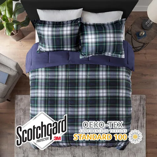 Miniatura 3 de Madison Park Essentials - Juego de ropa de cama con edredón a cuadros Parkston, funda a juego, cubierta antimanchas Scotchguard 3M, hipoalergénico