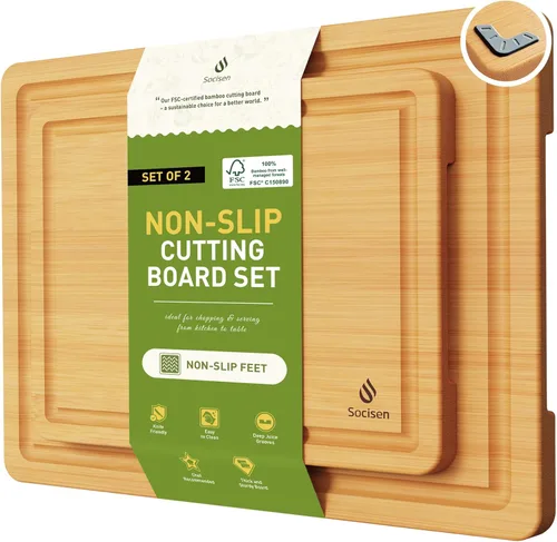 Miniatura 13 de Set de Tablas de Cortar de Bambú con Pies Antideslizantes para Sobre el Fregadero Regalos Mejor Mamá Mejor para Mamá Adicional Mamá Ocupada de Marrón