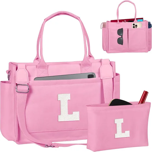 Miniatura 114 de Easter Basket Stuffers, Initial Tote Bag with Makeup Bag, Birthday Gifts for Women, Teen Girl Gifts Trendy Stuff
