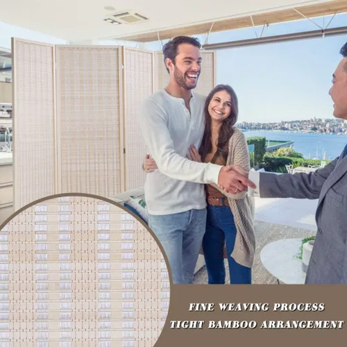 Miniatura 4 de Divisor de habitación de bambú de 6 pies de alto, 4 paneles divisores de habitación y pantallas de privacidad plegables, separación decorativa