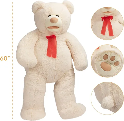 Miniatura 9 de HollyHOME Oso de peluche gigante de 5 pies con huellas grandes, regalo de San Valentín, 5 pies, color beige
