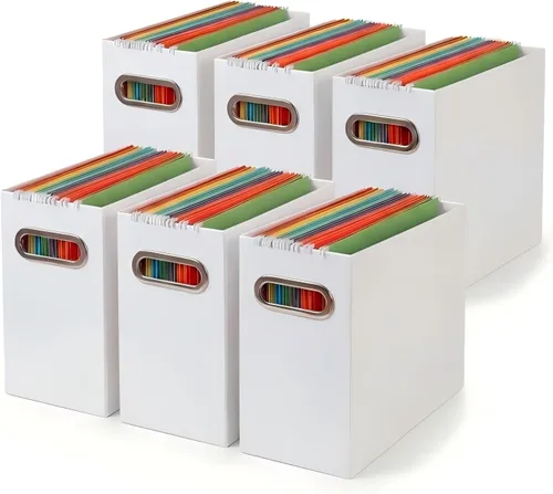 Miniatura 20 de Caja organizadora de archivos plegable con asa, 12.20 x 5.11 x 9.84 pulgadas, organizador de archivos para el hogar u oficina, pequeña caja de Negro