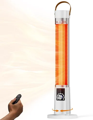 Calentador de patio para uso en exteriores, calentador eléctrico infrarrojo para exteriores, calefacción instantánea de 1500 W, oscilación de 60