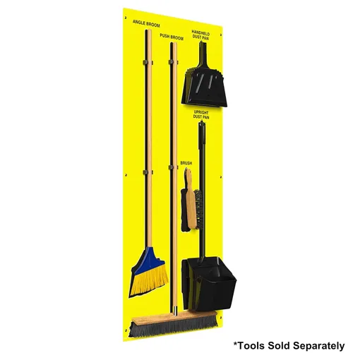 Miniatura 3 de Clean & Sweep 5S - Soporte para escoba de montaje en pared, tablero de 68 x 30 pulgadas, estación de limpieza 5S, solo tablero, herramientas se