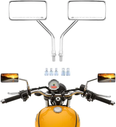 Miniatura 8 de JMTBNO Espejos universales negros para motocicleta de 0.315 in y 0.394 in, espejo lateral plegable compatible con Cruiser Suzuki Honda Victory ATV