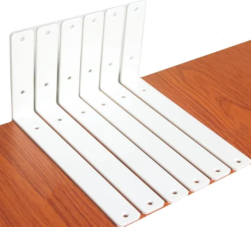 Miniatura 71 de Paquete de 12 soportes de estante en L de 8 pulgadas de largo x 6 pulgadas de alto x 1.5 pulgadas de ancho, 5 mm de grosor, soporte de estante en L