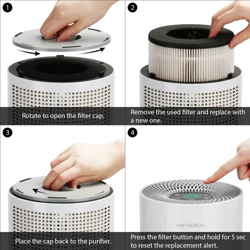 Miniatura 3 de Airthereal Day Dawning ADH80 - Filtro de repuesto para purificador de aire, tecnología True HEPA de 3 etapas de filtración integrada con prefiltro