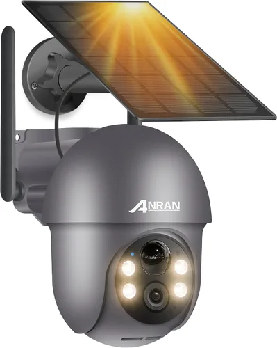 Miniatura 11 de ANRAN - Cámara de seguridad inalámbrica para exteriores con visión de 360°, cámara solar para exteriores con sirena inteligente, focos, visión Gris