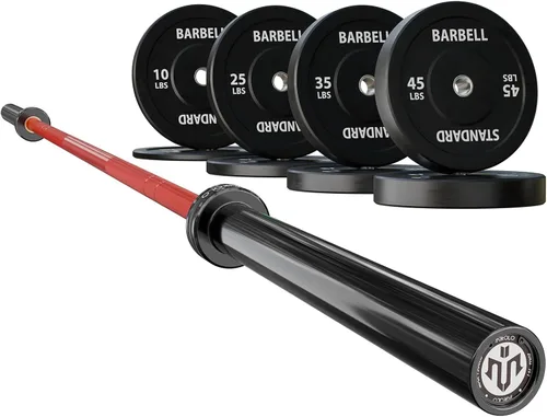 Miniatura 8 de Mikolo - Barra olímpica de 7 pies, barra para levantamiento y potencia de pesas de 45 lb, barra olímpica para capacidad de 1500 lb, barra