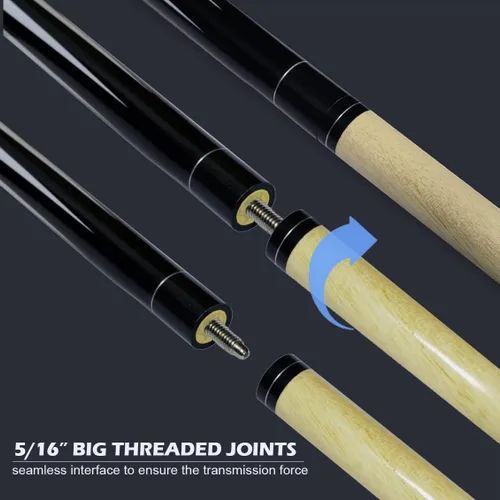 Miniatura 4 de Juego de palos de billar Joovon de 4 y juego de palos de billar de 2 con punta de taco de 13 mm, taco de billar de 58 pulgadas con funda CUES DE