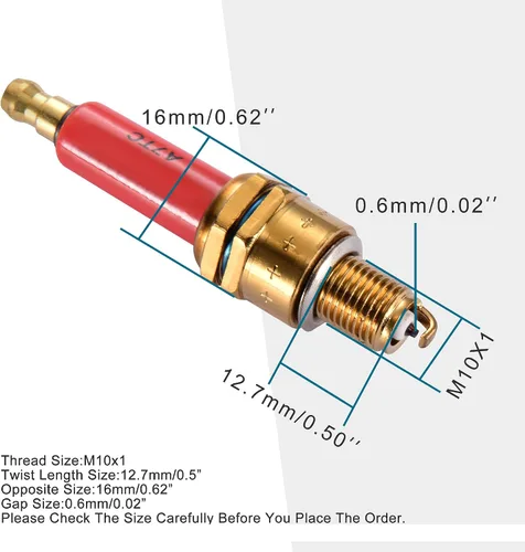 Miniatura 2 de GOOFIT Bujía roja para motocicleta A7TC para motocicleta de 50 cc, 70 cc, 90 cc, 110 cc, 125 cc, 140 cc, 150 cc, QMI157, ATV, moto, scooter, Go