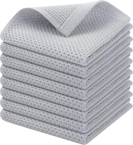 Miniatura 120 de Kitinjoy - Paños de cocina de 100 % algodón, tela de tejido gofrado, paño de limpieza ultrasuave, absorbente y de secado rápido. Gris Oscuro