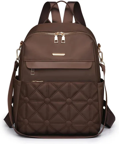 Miniatura 10 de Bolso tipo mochila para mujer, impermeable, Oxford, casual, bolso de mano de moda con múltiples bolsillos para el trabajo, viajes, uso diario (beige)