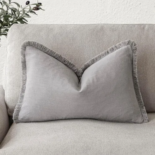 Miniatura 56 de Foindtower Fundas de almohada decorativas de lino con flecos, acogedora funda de cojín bohemia estilo farmhouse con borlas, funda de almohada