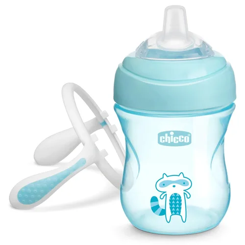 Miniatura 7 de Chicco Vaso de transición de 7 onzas con boquilla de silicona y tapa sin derrames, marcas de calibración, asas extraíbles, apto para lavavajillas