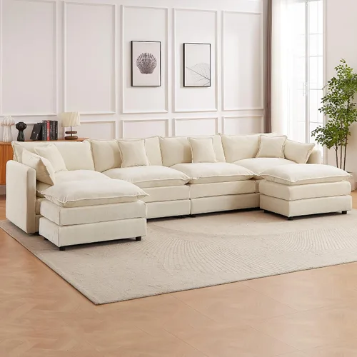 Miniatura 21 de Sofá modular seccional, juego de sofá en forma de L de 77 pulgadas con reposabrazos, cómodos sofás de nube de 2 plazas para sala de estar
