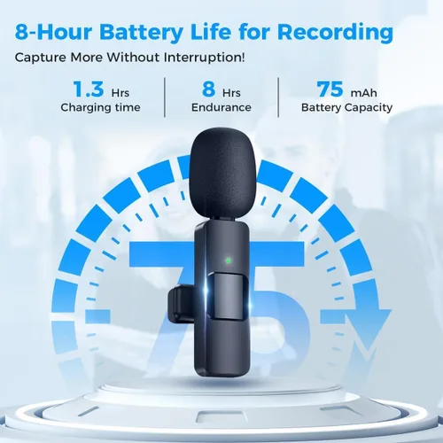 Miniatura 3 de Moman Micrófono Lavalier inalámbrico para iPhone, micrófono con clip para grabación de video, entrevista, podcast, vlog, YouTube, micrófono