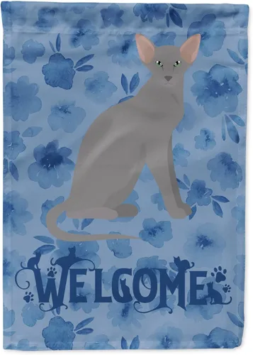 Miniatura 138 de Caroline's Treasures CK5047CHF Ojos Azules - Bandera de bienvenida con diseño de gato para casa de porche, grande, para colgar en la pared