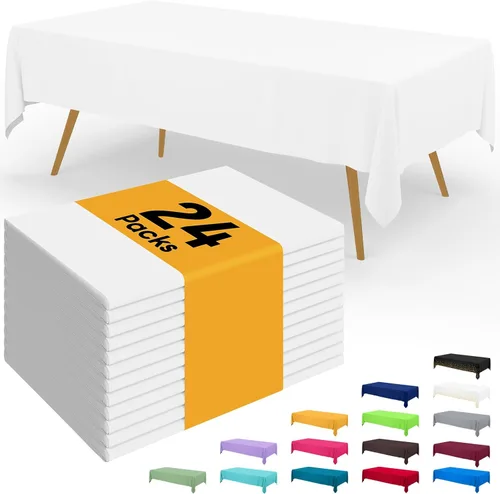 Miniatura 33 de Smiry - Juego de 6 manteles desechables, 54 x 78 pulgadas, manteles impermeables rectangulares para fiestas, cubierta de mesa de plástico