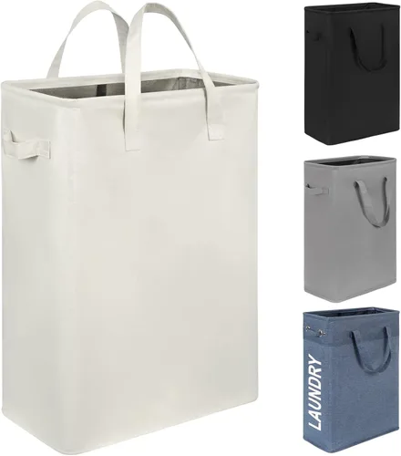 Chrislley 45L - Cesta de lavandería delgada estrecha con asa, cesta de lavandería plegable para ropa sucia, organizador portátil, contenedores de
