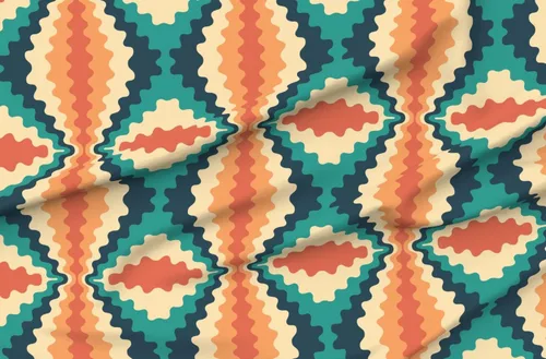 Miniatura 4 de Spoonflower Tela – Psicodélico Retro 1970S Onda Verde azulado Naranja Aqua Impreso en Tela de Gasa Cuarto Grasa – Coser Moda Vestidos Decoración